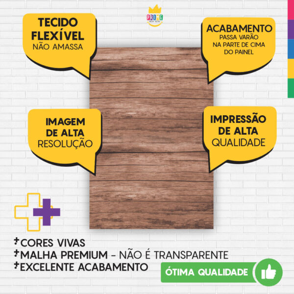 Painel de Festa Retangular 3D Madeira Casadinho 1,50m x 2,20m - Image 3