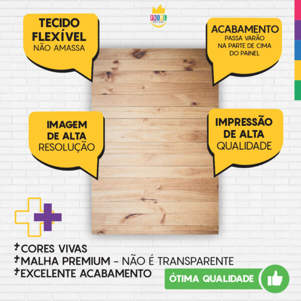Painel de Festa Retangular 3D Madeira Casadinho 1,50m x 2,20m - Image 3