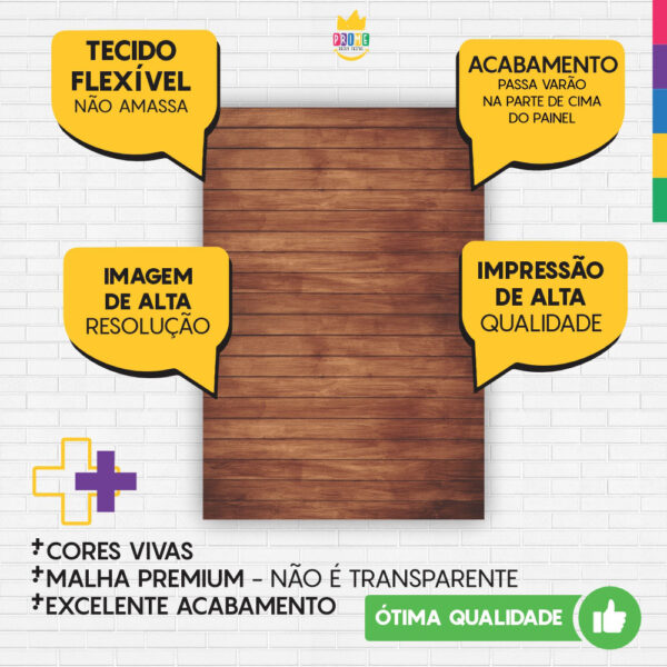 Painel de Festa Retangular 3D Madeira Casadinho 1,50m x 2,20m - Image 3