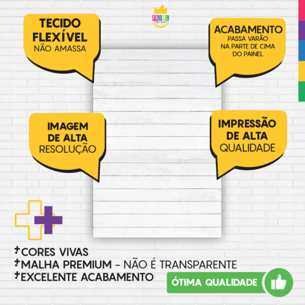 Painel de Festa Retangular 3D Madeira Branca Casadinho 1,50m x 2,20m - Image 3