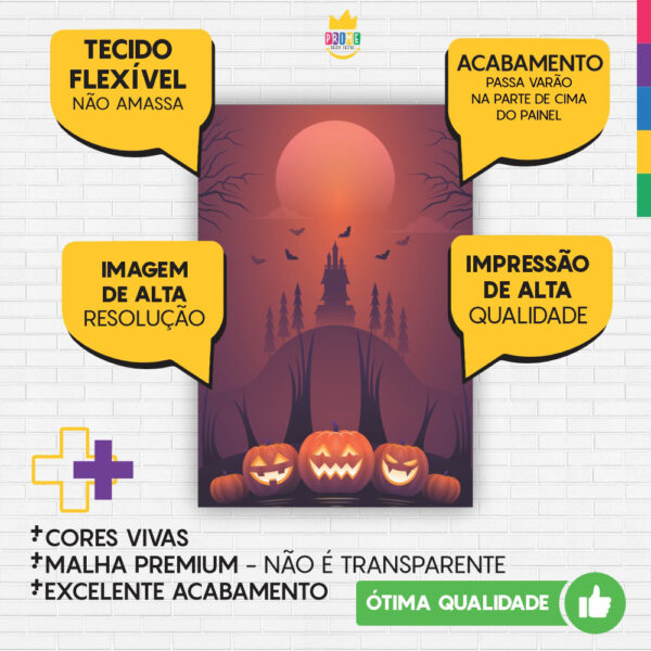 Painel de Festa Retangular 3D Halloween Casadinho 1,50m x 2,20m - Image 3