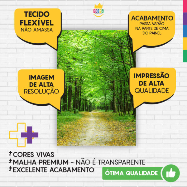 Painel de Festa Retangular 3D Floresta Verde Casadinho 1,50m x 2,20m - Image 3