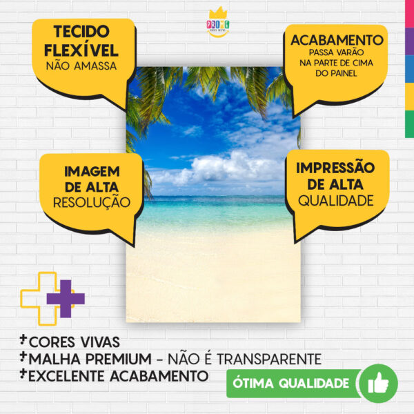 Painel de Festa Retangular 3D Praia Casadinho 1,50m x 2,20m - Image 3