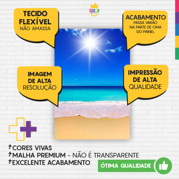 Painel de Festa Retangular 3D Praia Casadinho 1,50m x 2,20m - Image 3