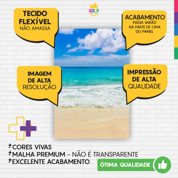 Painel de Festa Retangular 3D Praia Casadinho 1,50m x 2,20m - Image 3