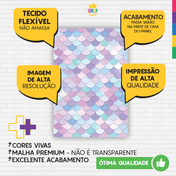Painel de Festa Retangular 3D Sereia Casadinho 1,50m x 2,20m - Image 3