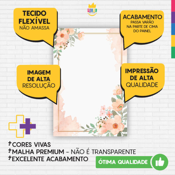 Painel de Festa Retangular 3D Floral Geométrico Aquarelado Casadinho 1,50m x 2,20 - Image 3