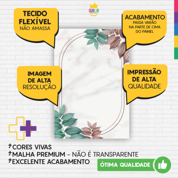 Painel de Festa Retangular 3D Floral Mármore Casadinho 1,50m x 2,20 - Image 3