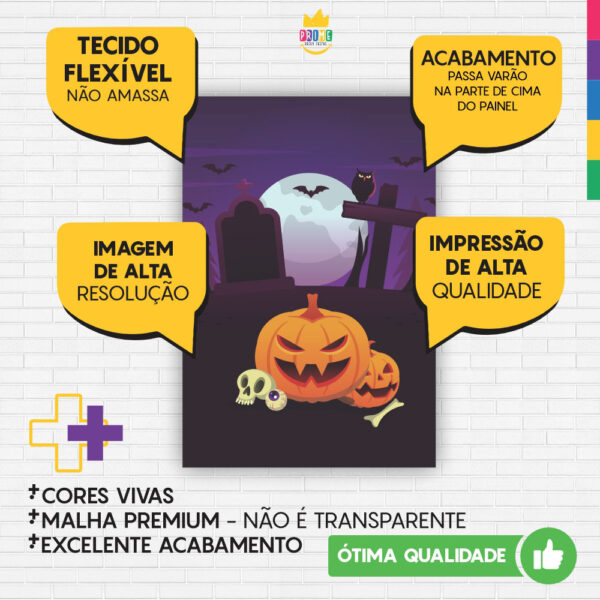 Painel de Festa Retangular 3D Hallloween Casadinho 1,50m x 2,20 - Image 3