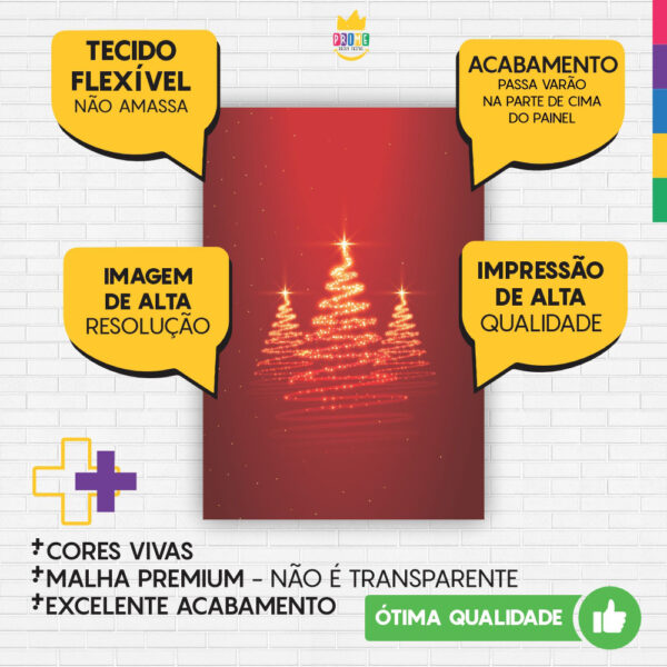 Painel de Festa Retangular 3D Natal Vermelho Casadinho 1,50m x 2,20 - Image 3