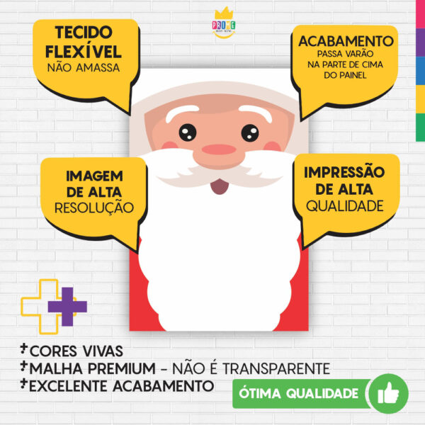 Painel de Festa Retangular 3D Natal Papai Noel Casadinho 1,50m x 2,20 - Image 3