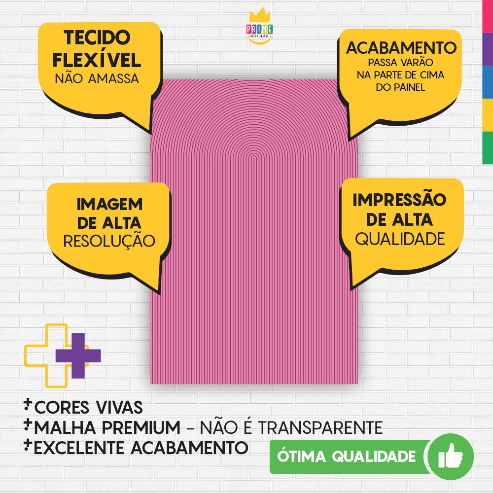 Painel de Festa Retangular 3D Ripado Rosa Casadinho 1,50m x 2,20 - Imagem 3