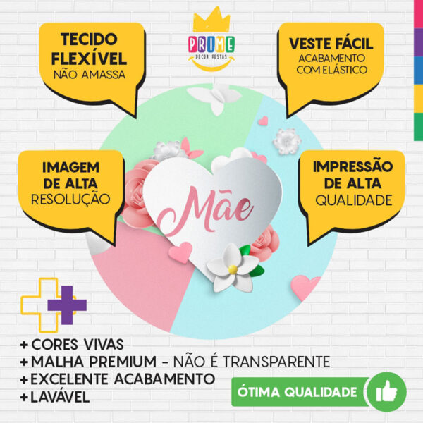Painel Redondo 3D Dia das Mães Tecido Sublimado - Image 3