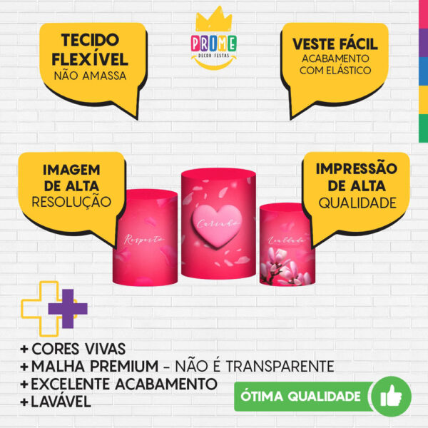 Trio Capa Cilindro Dia das Mães Vermelho 3d Em Tecido Com Elástico - Image 3