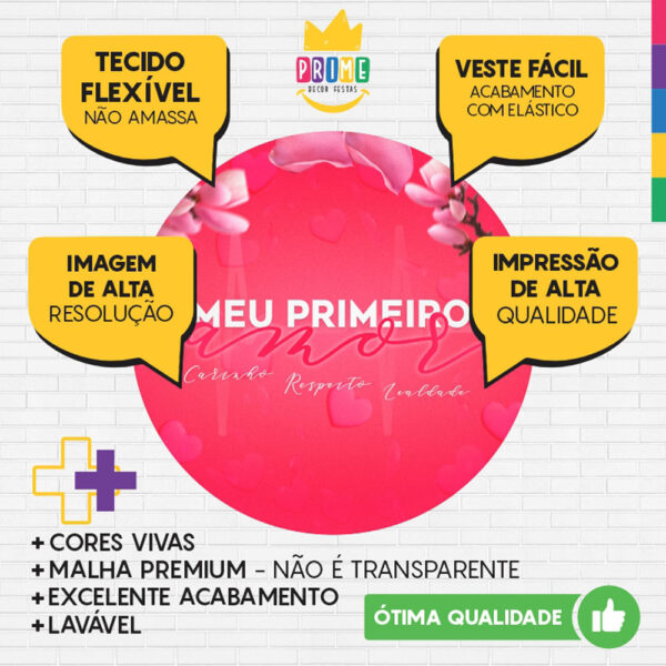 Kit Casado Dia das Mães Vermelho Painel Redondo Trio Capas Cilindro Retangular Vertical Em Tecido - Image 3