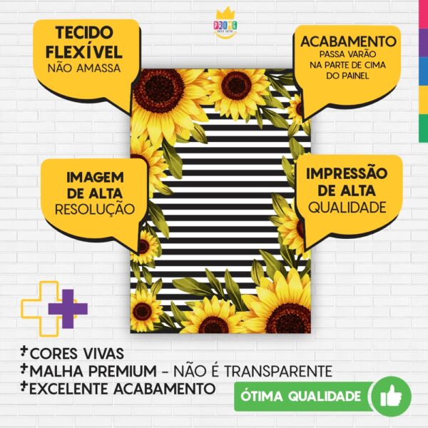 Painel de Festa Retangular 3D Girassol Casadinho 1,50m x 2,20m - Image 3