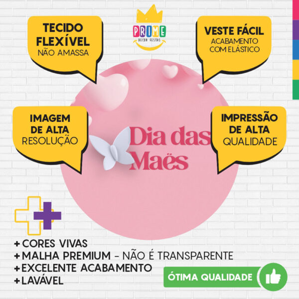 Painel Redondo 3D Dia das Mães Rosa Tecido Sublimado - Image 3