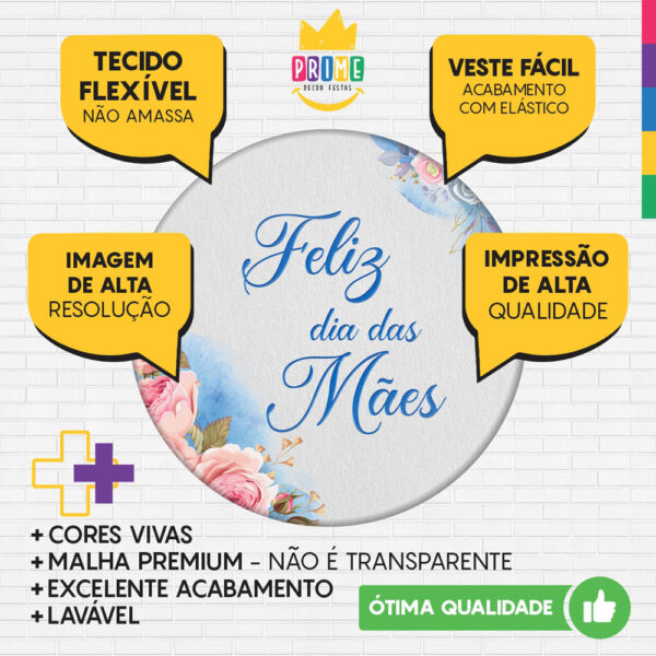 Trio Capa Cilindro + Painel Redondo 3D Dia das Mães Azul 1,50m Veste Fácil - Image 3
