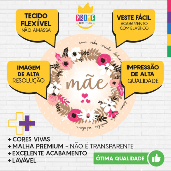Painel Redondo 3D Dia das Mães Tecido Sublimado - Image 2