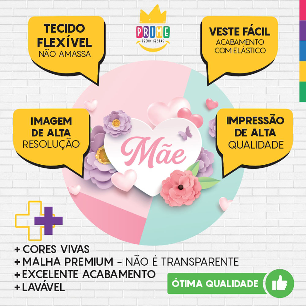 Painel Redondo 3D Dia das Mães Tecido Sublimado - Imagem 3