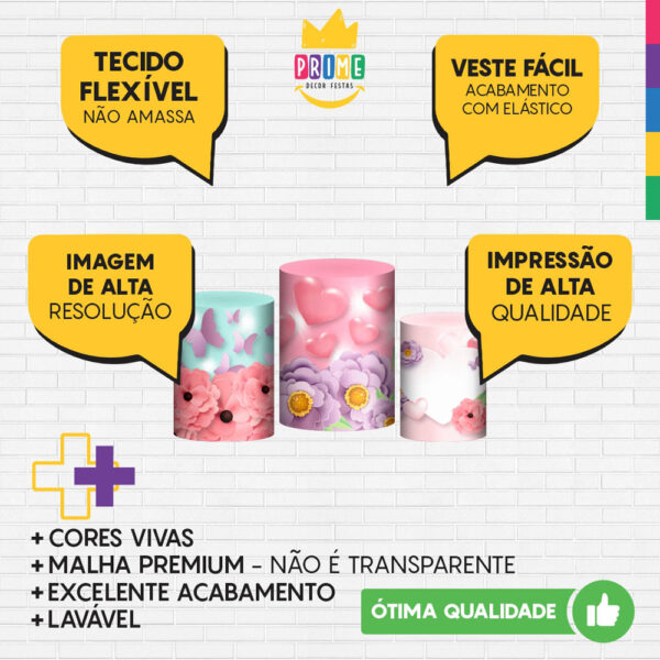 Trio Capa Cilindro Dia das Mães 3d Em Tecido Com Elástico - Image 3