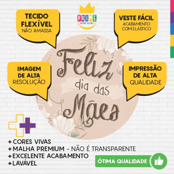 Painel Redondo 3D Dia das Mães Tecido Sublimado - Image 3