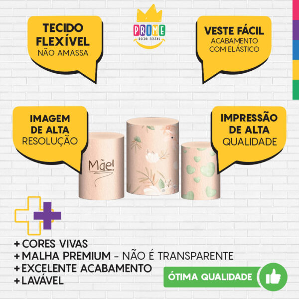 Trio Capa Cilindro Dia das Mães 3d Em Tecido Com Elástico - Image 3