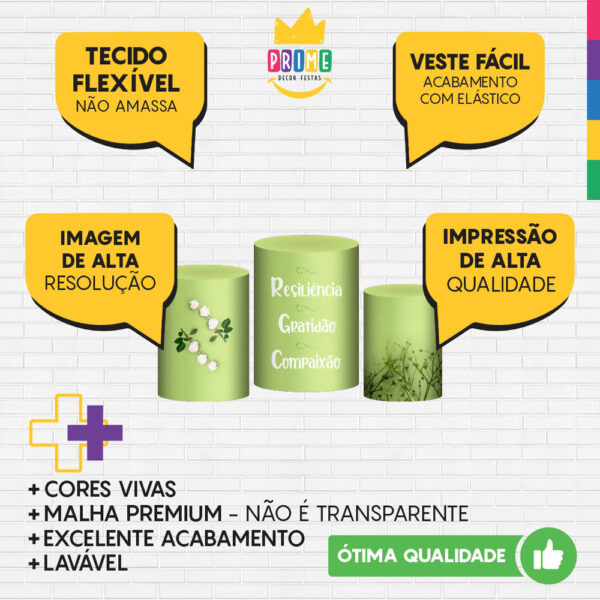 Trio Capa Cilindro Dia das Mães Gratidão 3d Em Tecido Com Elástico - Image 3