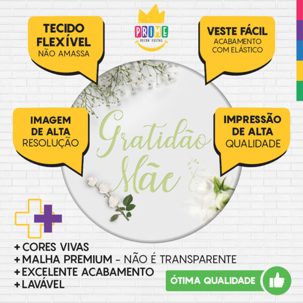 Kit Casado Dia das Mães Gratidão Painel Redondo Trio Capas Cilindro Retangular Vertical Em Tecido - Image 3
