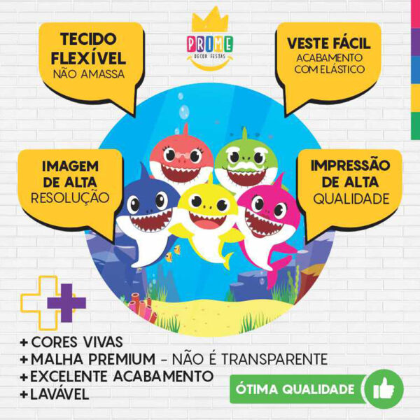 Painel Redondo 3D Baby Shark Tecido Sublimado - Image 3