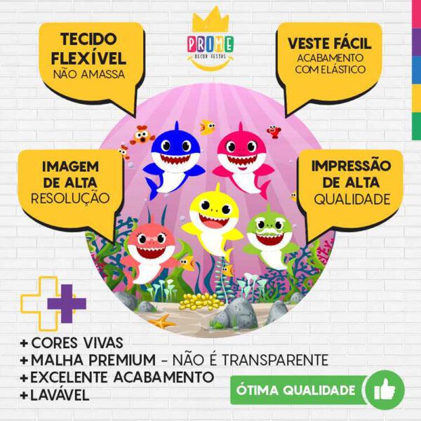 Painel Redondo 3D Baby Shark Tecido Sublimado - Image 3