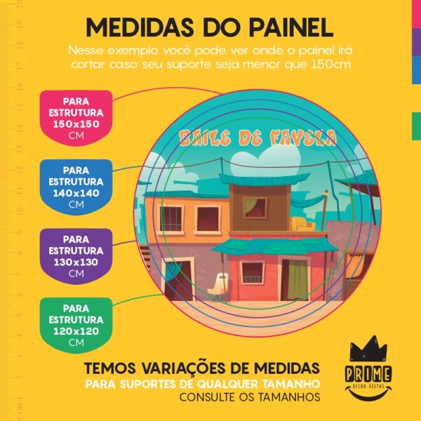 Painel Redondo 3D Baile de Favela Tecido Sublimado - Image 4