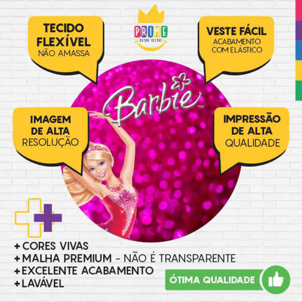 Painel Redondo 3D Barbie Tecido Sublimado - Image 3