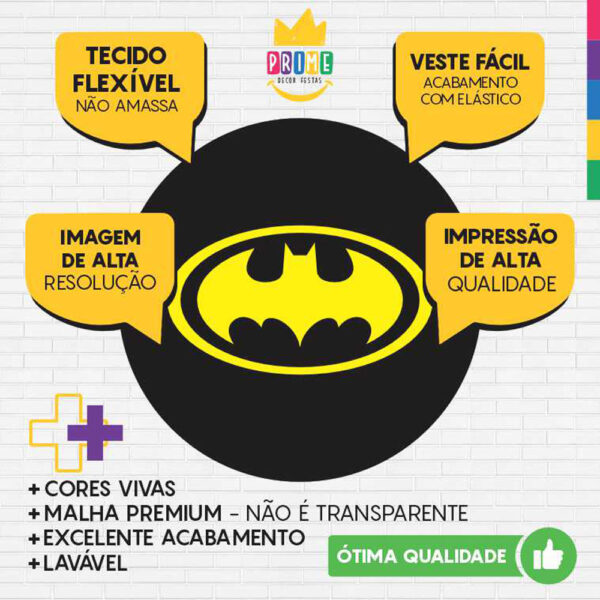 Painel Redondo 3D Batman Amarelo Tecido Sublimado - Image 3