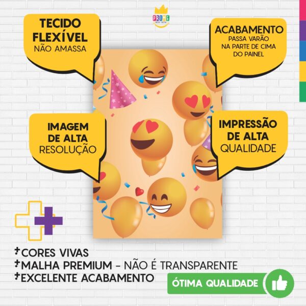 Painel de Festa Retangular 3D Emoji Casadinho 1,50m x 2,20m - Image 3