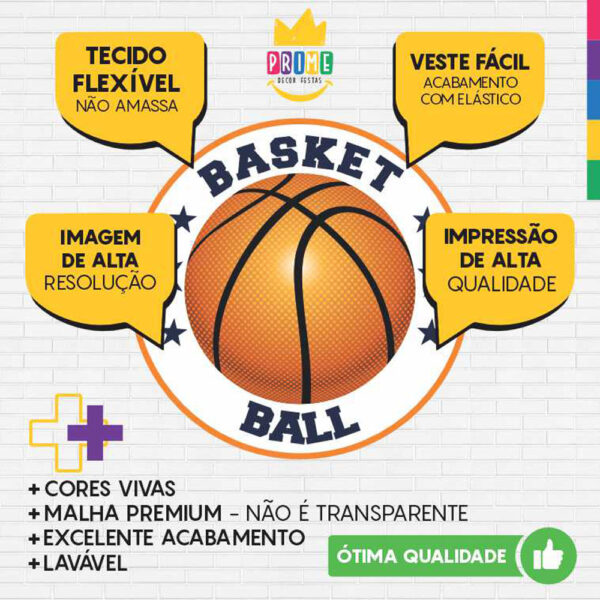 Painel Redondo 3D Bola Basketball  Sublimado - Image 3