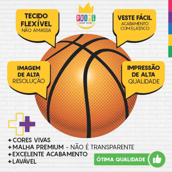 Painel Redondo 3D Bola Basket Sublimado - Image 3