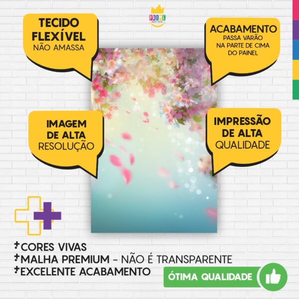Painel de Festa Retangular 3D Floral Casadinho 1,50m x 2,20m - Image 3