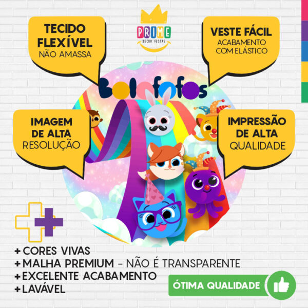 Painel Redondo 3D Bolofofos Arco Iris Sublimado - Image 3