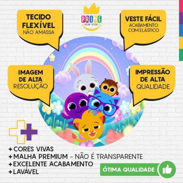 Painel Redondo 3D Bolofofos Arco Iris Sublimado - Image 3