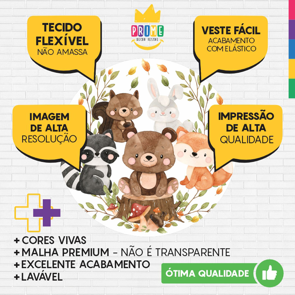 Painel Redondo 3D Bosque Encantado Tecido Sublimado - Imagem 3