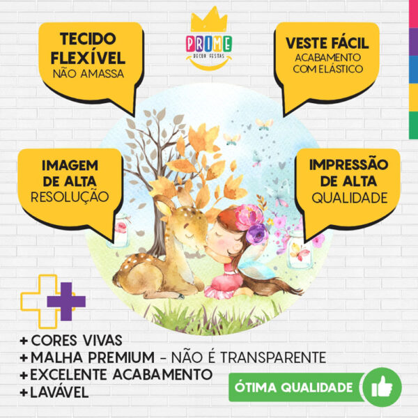 Painel Redondo 3D Bosque Fada Tecido Sublimado - Image 3