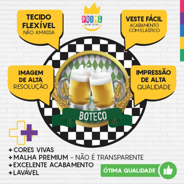 Painel Redondo 3D Boteco Chopp Tecido Sublimado - Image 3