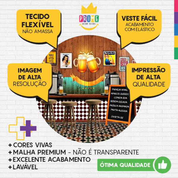 Painel Redondo 3D Boteco Bar Tecido Sublimado - Image 3
