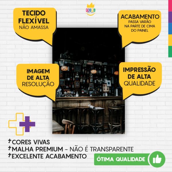 Painel de Festa Retangular 3D Boteco Bar Casadinho 1,50m x 2,20m - Image 4