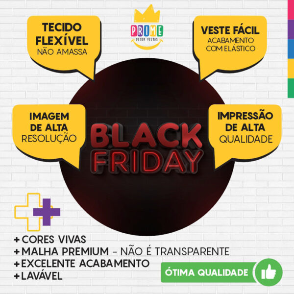 Painel Redondo 3D Black Friday Vermelho Tecido Sublimado - Image 3