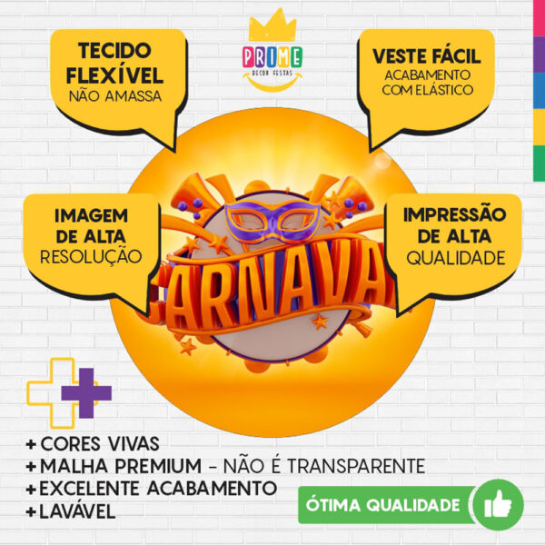 Painel Redondo 3D Carnaval Laranja Tecido Sublimado - Image 3