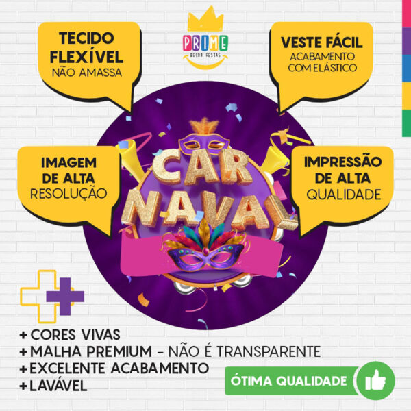 Painel Redondo 3D Carnaval Roxo Tecido Sublimado - Image 3