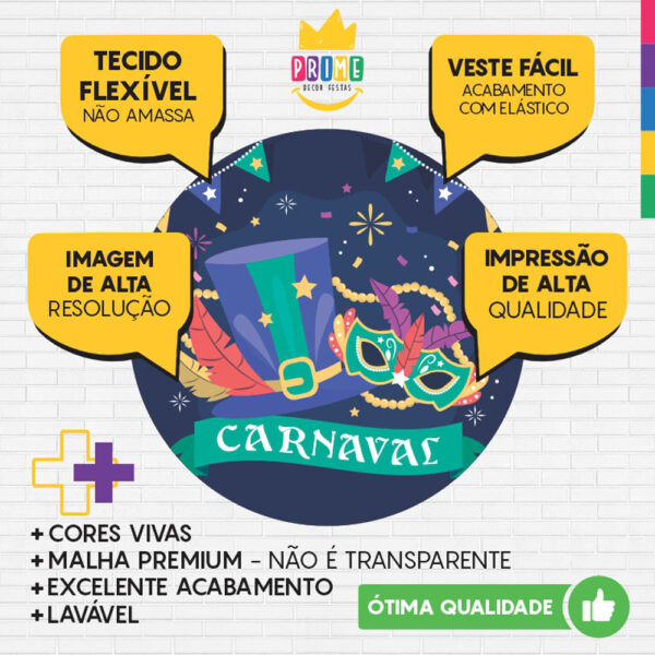 Painel Redondo 3D Carnaval Tecido Sublimado - Image 3