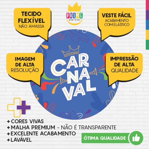 Painel Redondo 3D Carnaval Azul Tecido Sublimado - Image 3